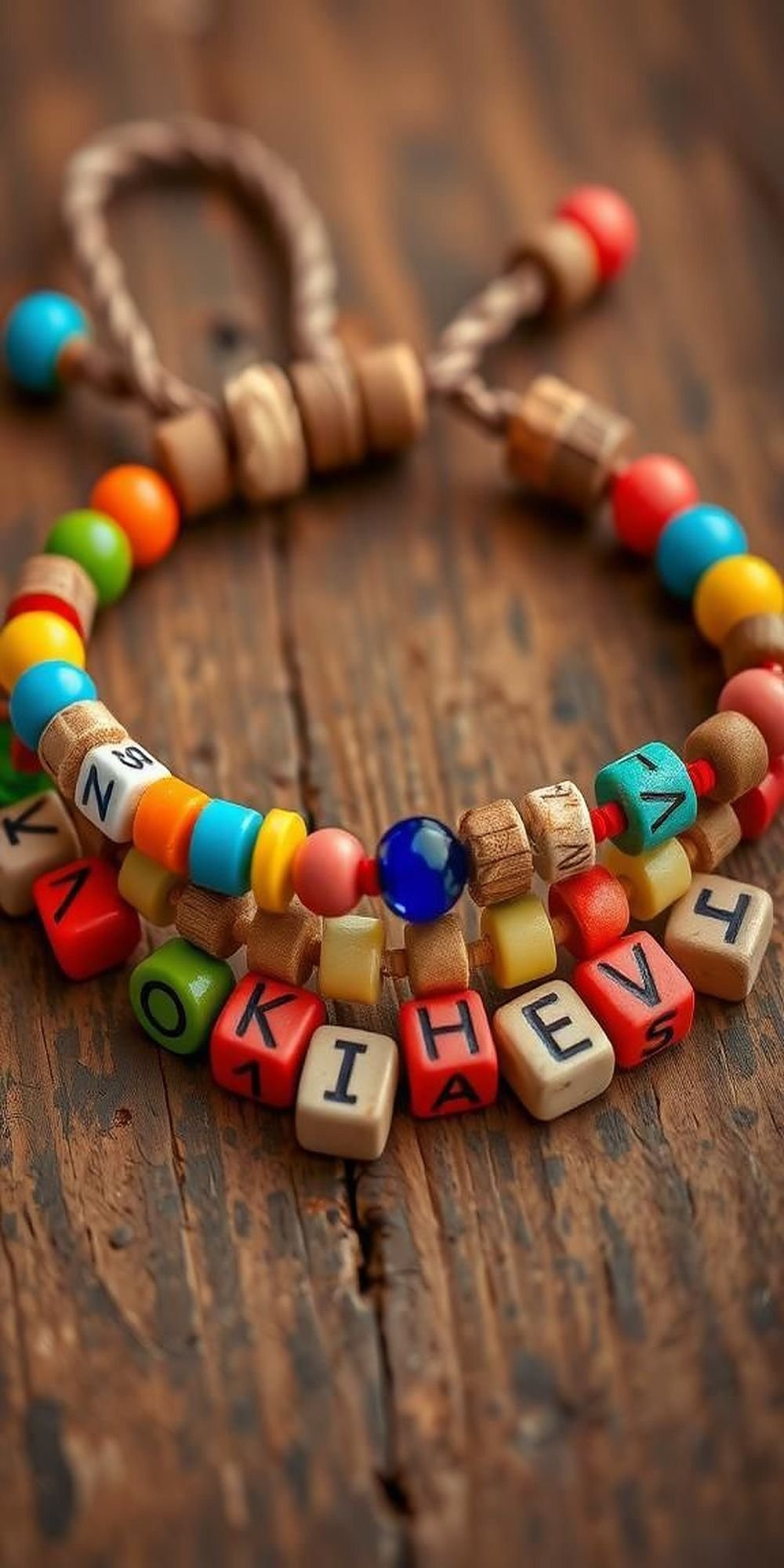 Initial Charm Bracelets With Colorful Beads