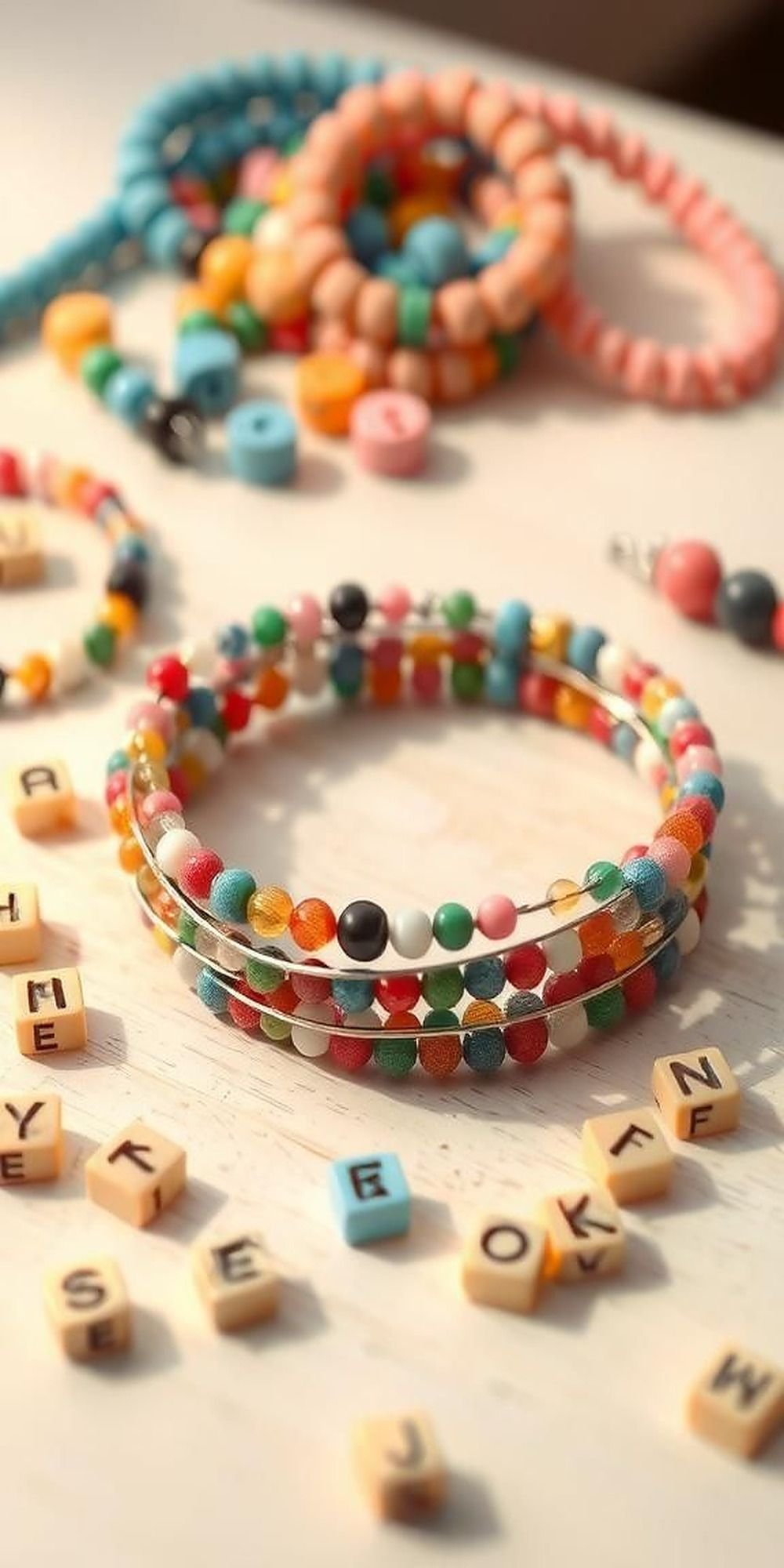 Memory Wire Wrap Bracelets With Custom Beads