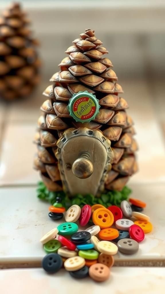 Bottle Cap Door And Button Stone Path