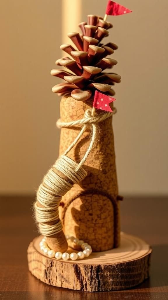 Cork Disk Steps Up A Pinecone Tower