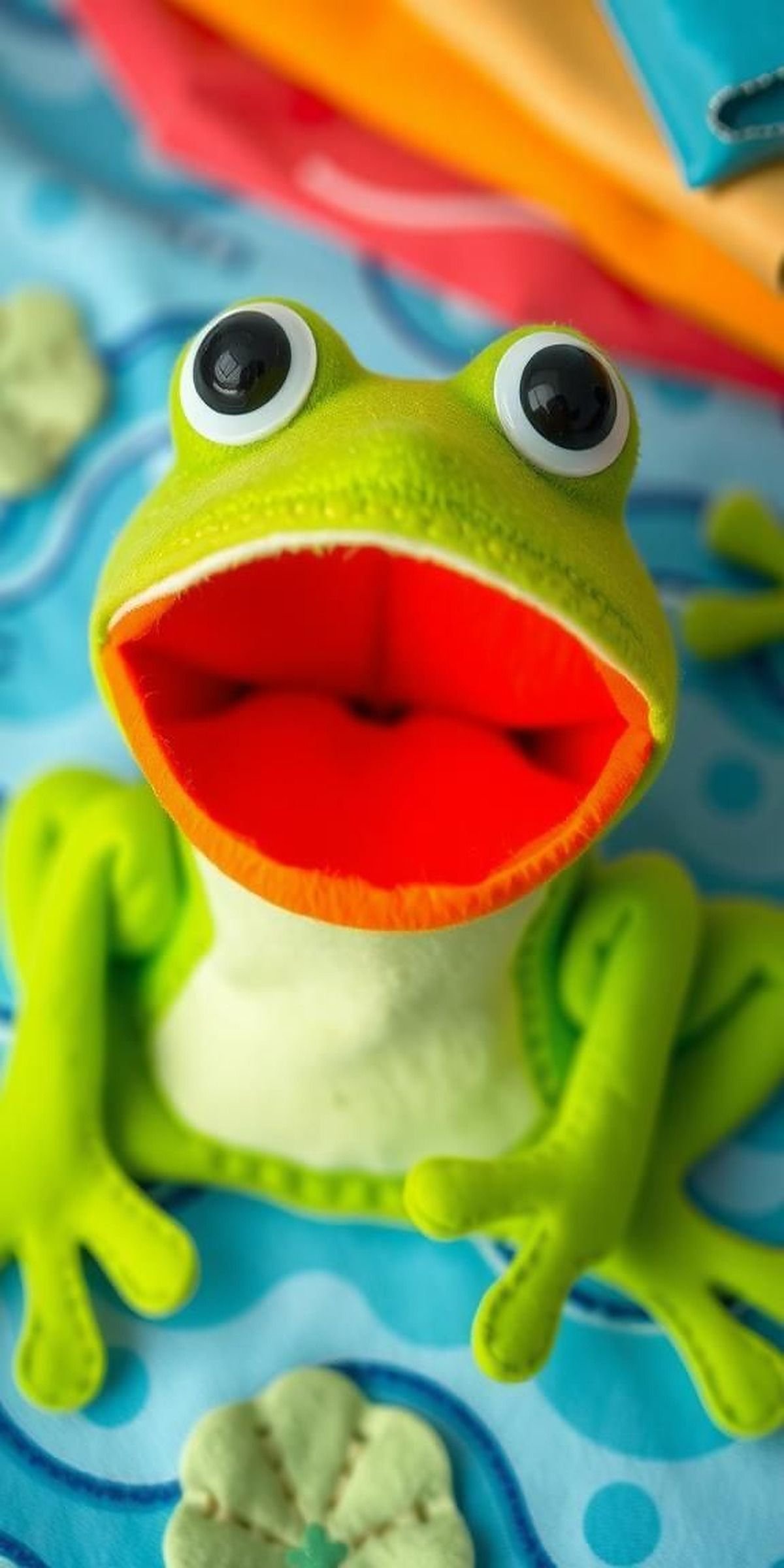 Playful Felt Frog Puppets With Bright Eyes And Smiles
