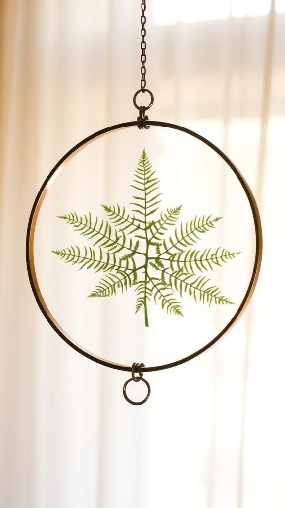 Circular Hoop Frame With Spinning Fern Medallion