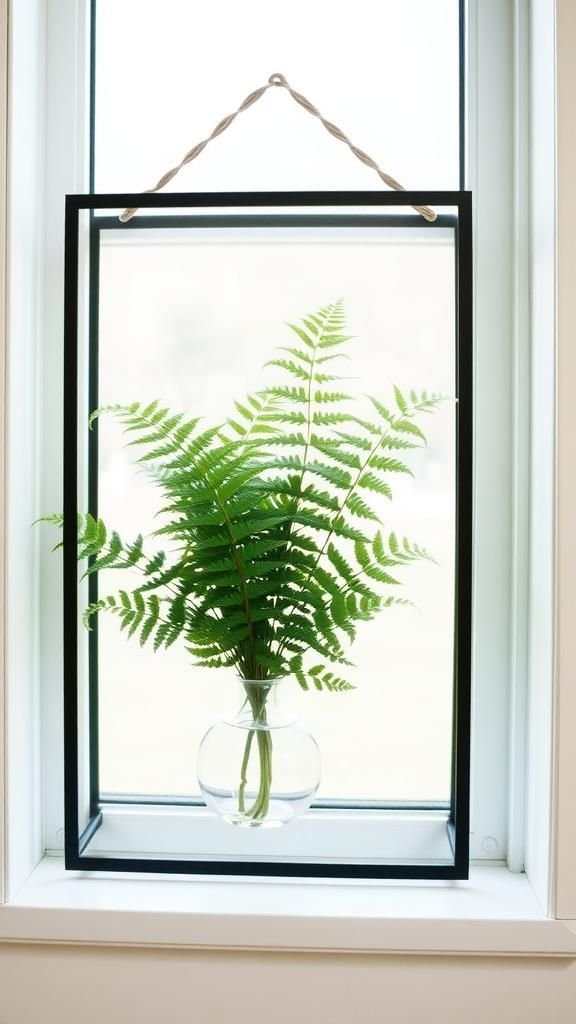 Minimal Black Metal Frame With Emerald Fern