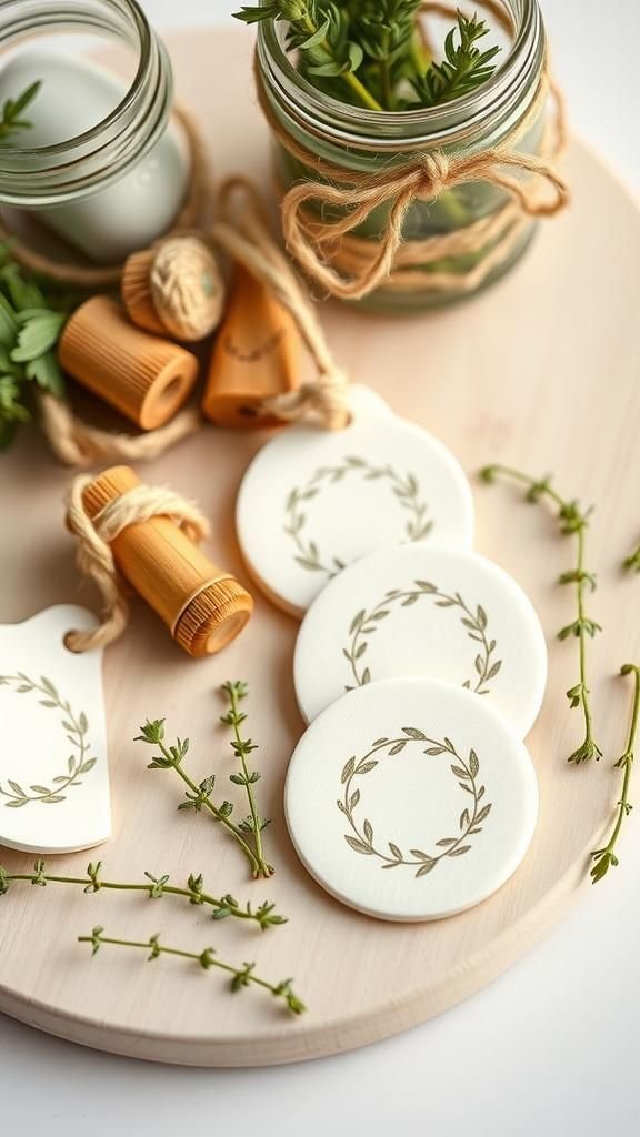 Botanical Wreath Imprints For Kitchen Jar Rings