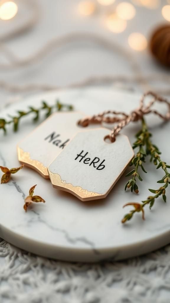 Copper-Leaf Edged Botanical Pantry Tags