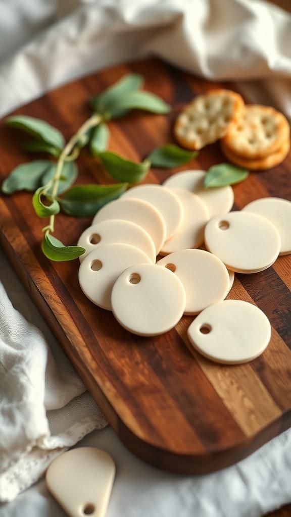 Oval Cheese Pantry Tags With Herb Relief