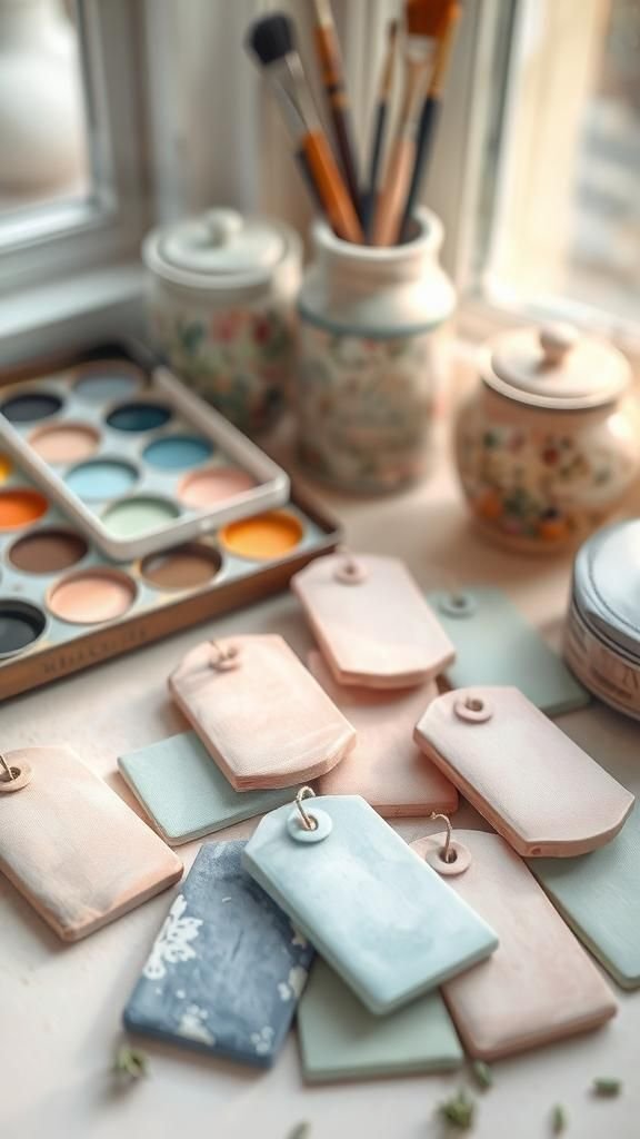 Pastel Watercolor Wash Over Herb Relief