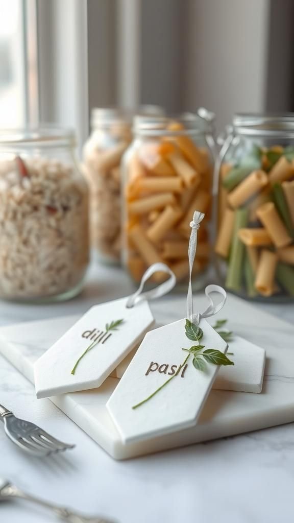 Porcelain-White Minimal Herb Impression Labels