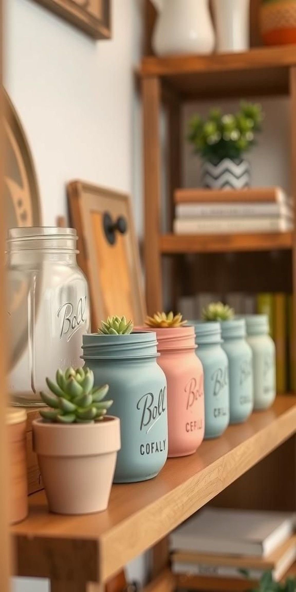 Chalk Paint Distressed Mason Jars For Shelf Display
