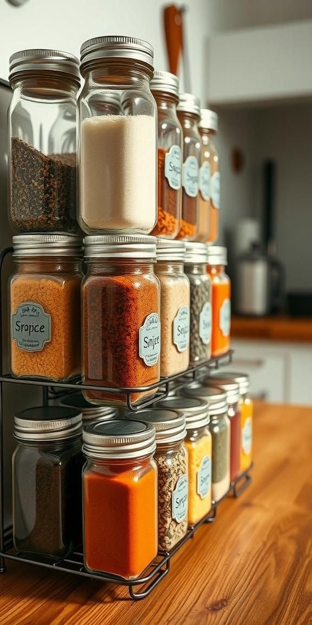 Kitchen Storage Mason Jar Spices With Metal Lids