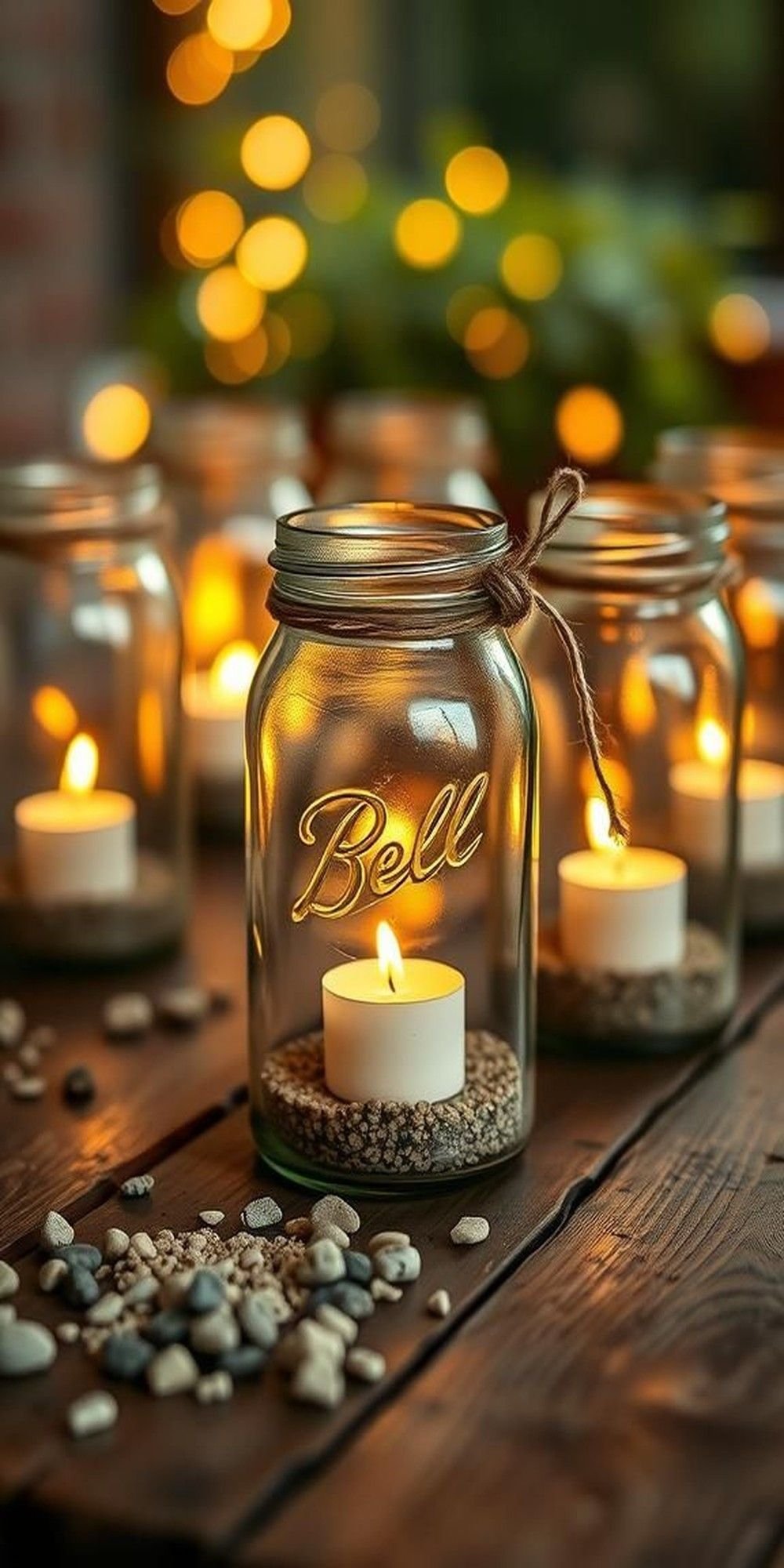 Mason Jar Lanterns With Twine And Tea Lights