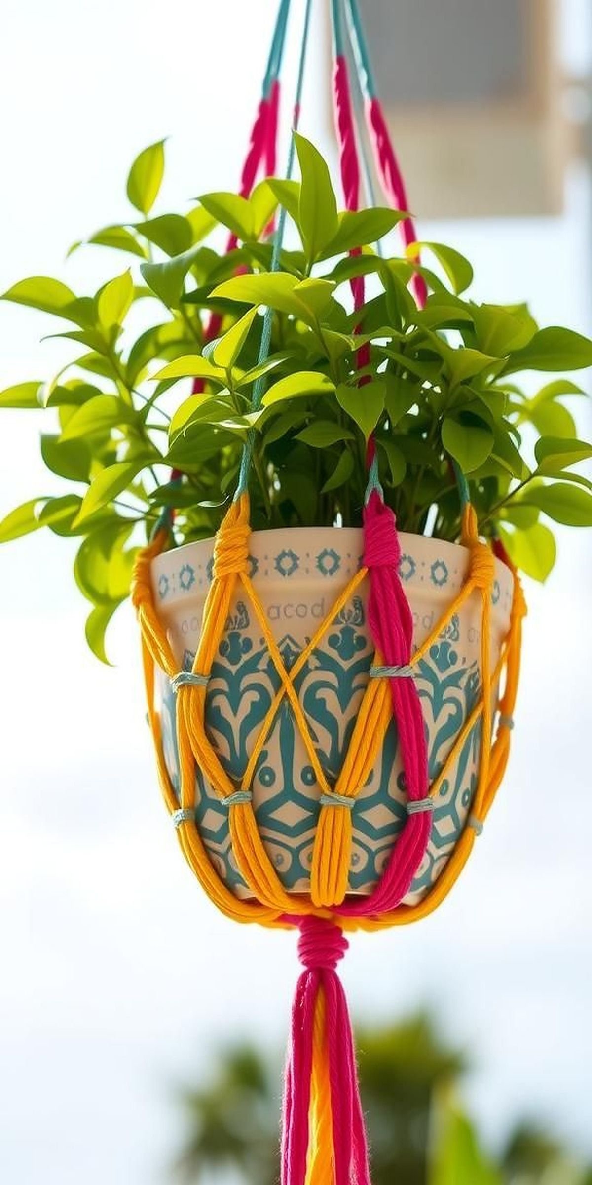 Colorful Macramé Plant Hangers To Brighten Rooms
