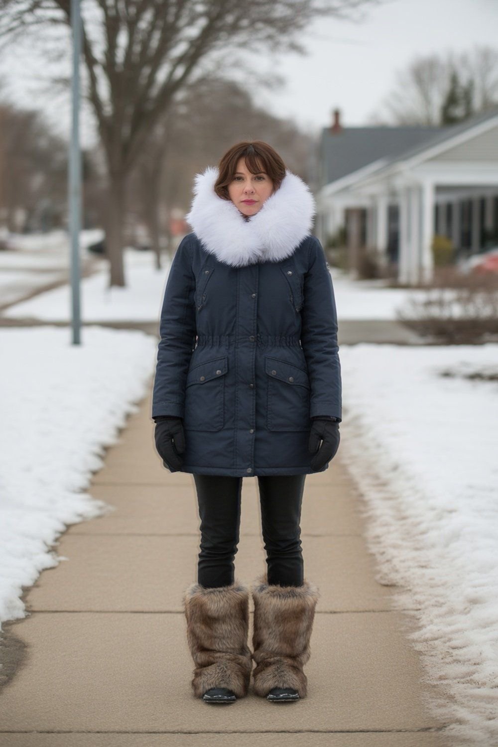 Faux Fur-Trimmed Scarf With Winter Parka