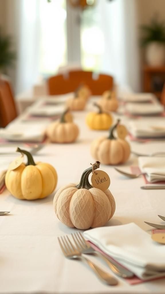 Monogram Tag Sweater Pumpkins As Place Cards