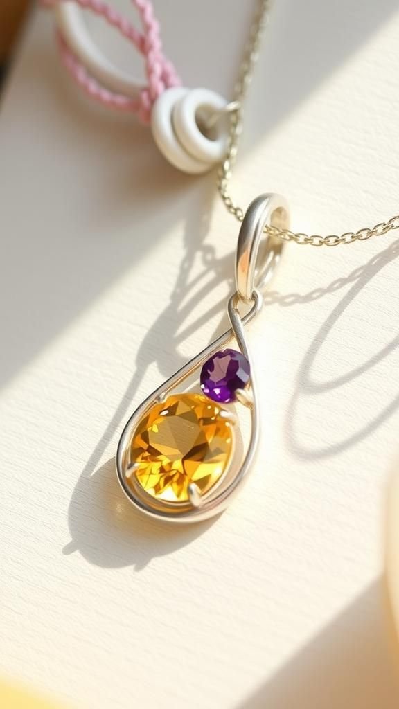 Double Stone Bypass Wrap Pendant Design