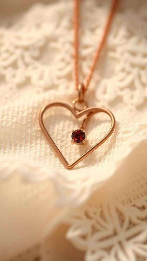 Heart Frame Wrap With Garnet Accent