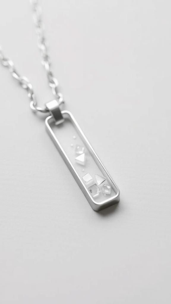 Minimal Bar Pendant With Tiny Crystal Chips