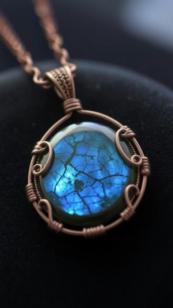 Moon Crescent Wrap Holding Labradorite