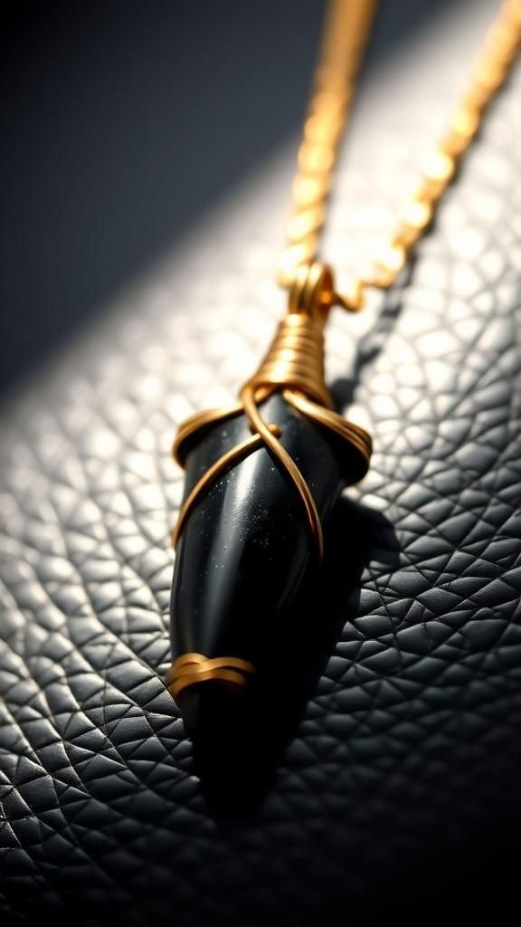 Runic Zigzag Wrap Around Obsidian Arrowhead