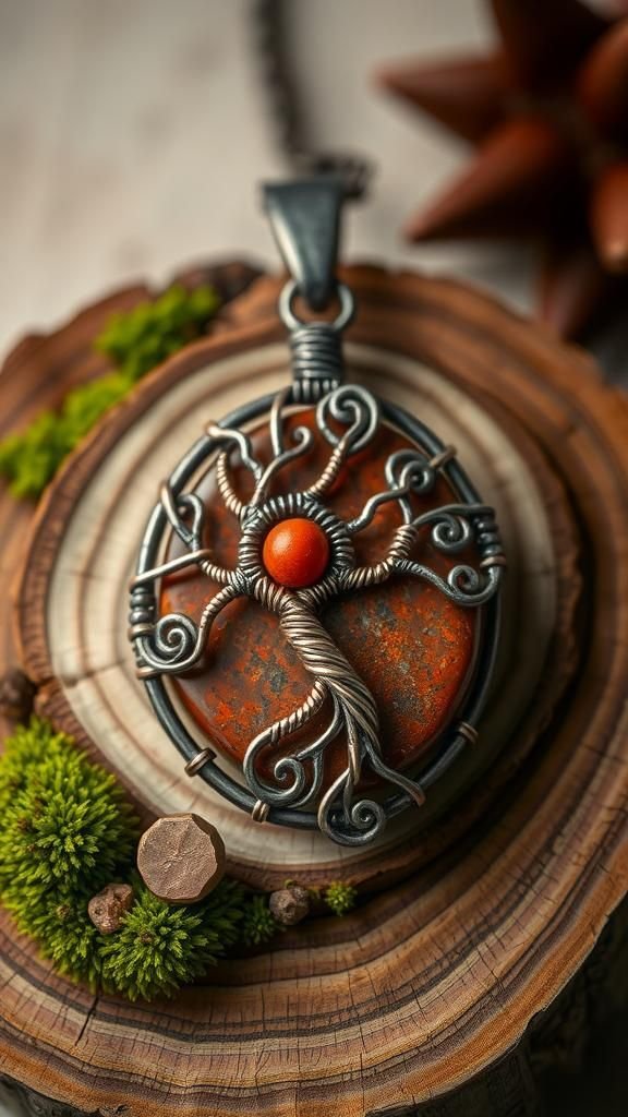 Tree Of Life Frame Around Jasper Cabochon