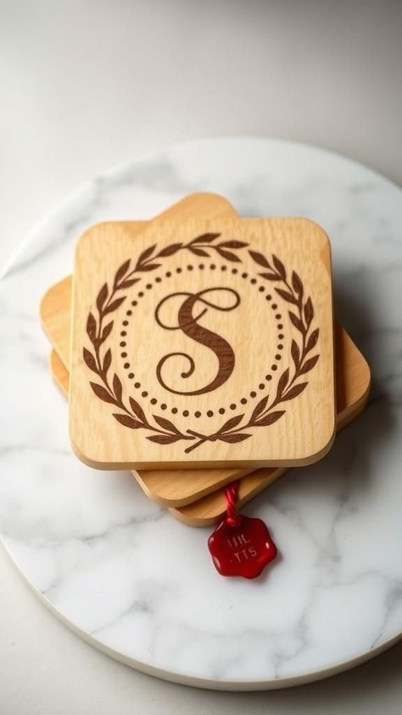 Monogram With Laurel Wreath And Dotted Border