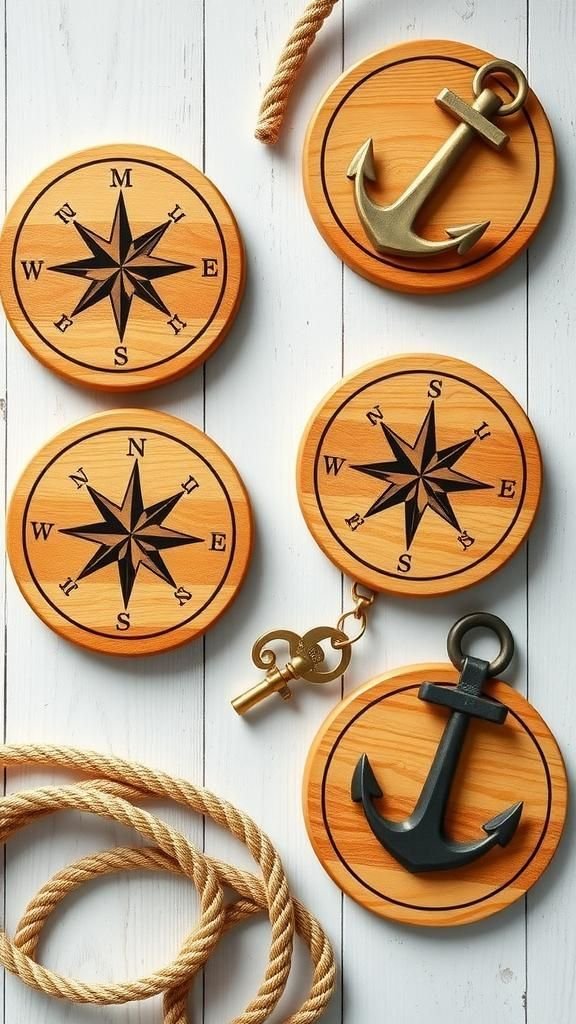 Nautical Compass Rose With Subtle Coordinates