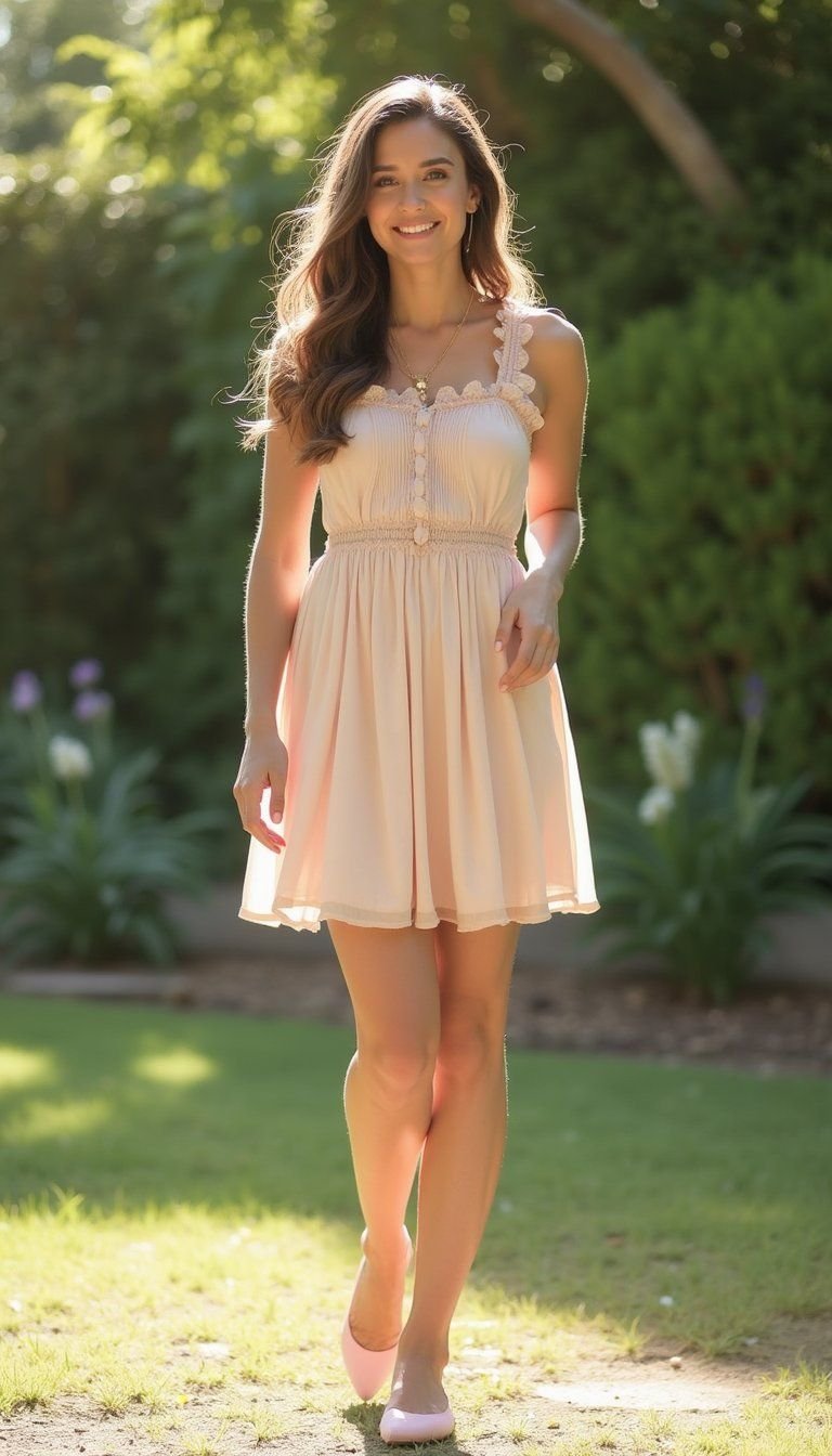 Soft Pastel Dress With Matching Ballet Flats