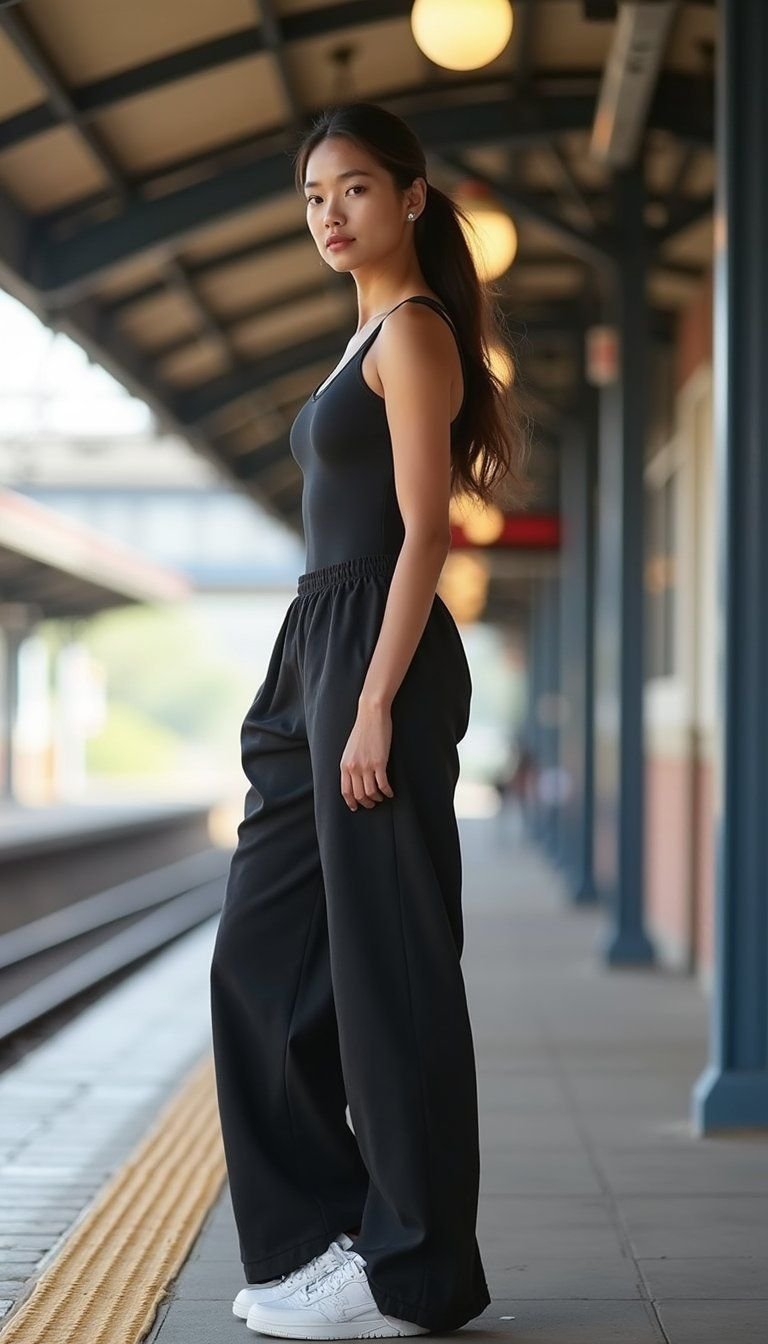 Balletcore Athleisure: Leotard With Wide Leg Joggers