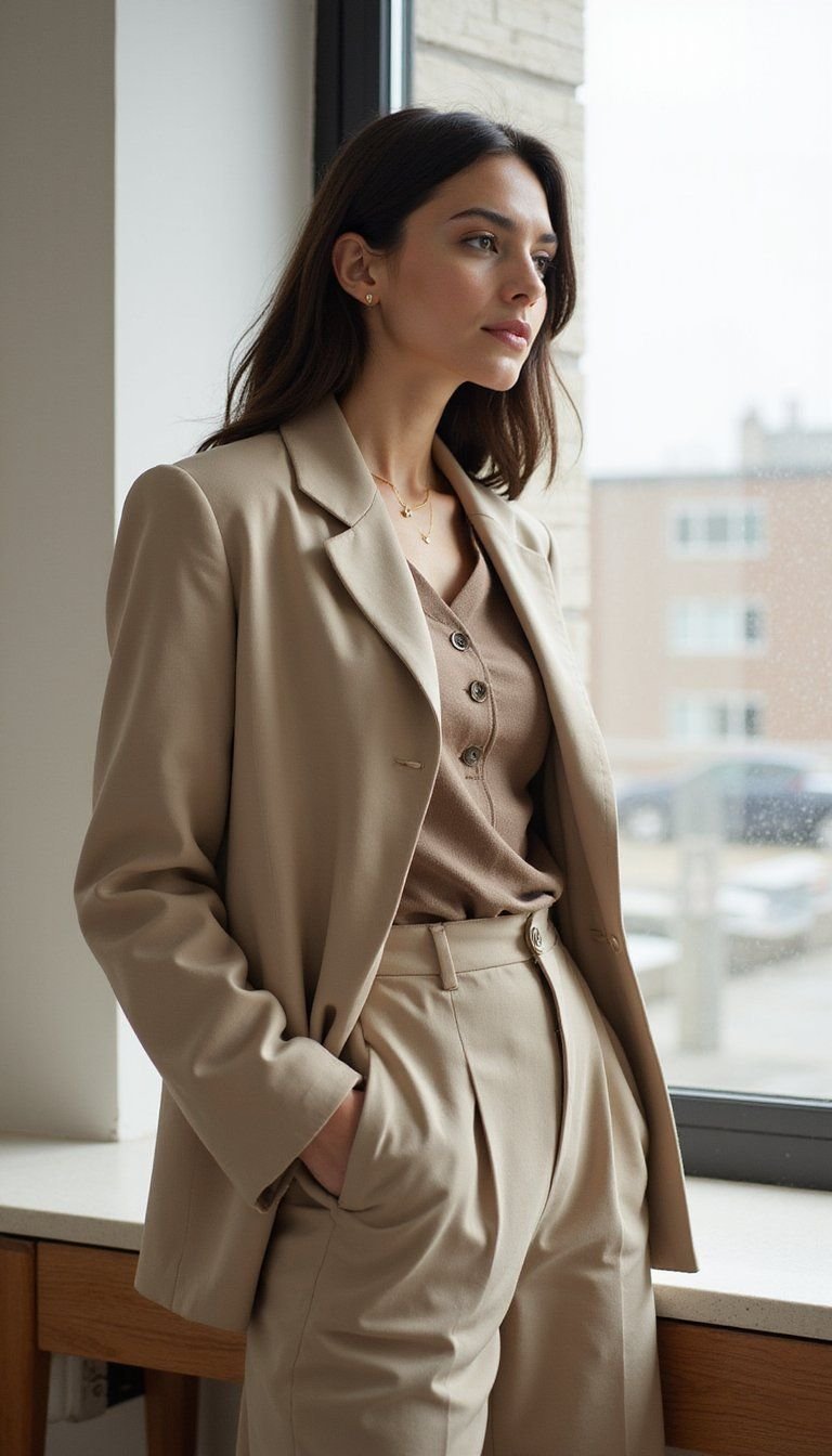 Cropped Blazer And Paperbag Waist Tailored Pants