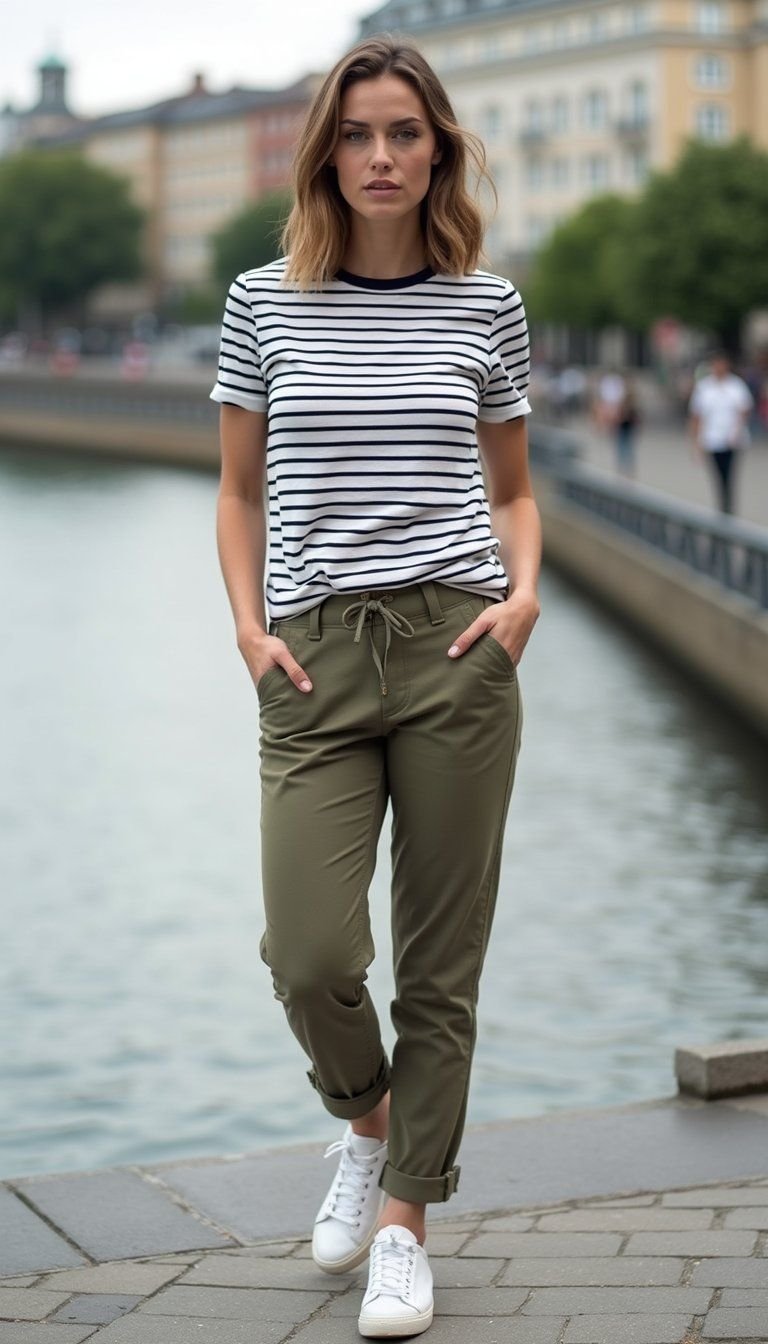 Breton Striped Top And Tailored Chinos