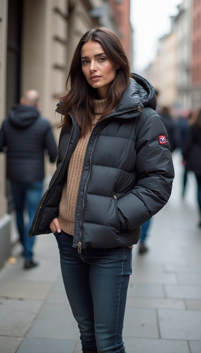 Cozy Packable Puffer With Skinny Jeans