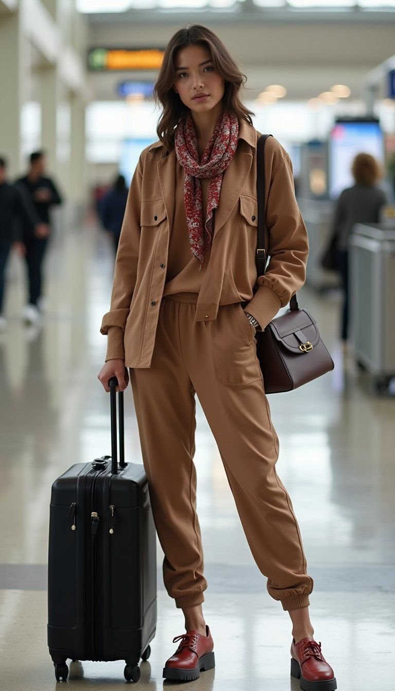 Elevated Athleisure Set With Structured Tote And Scarf