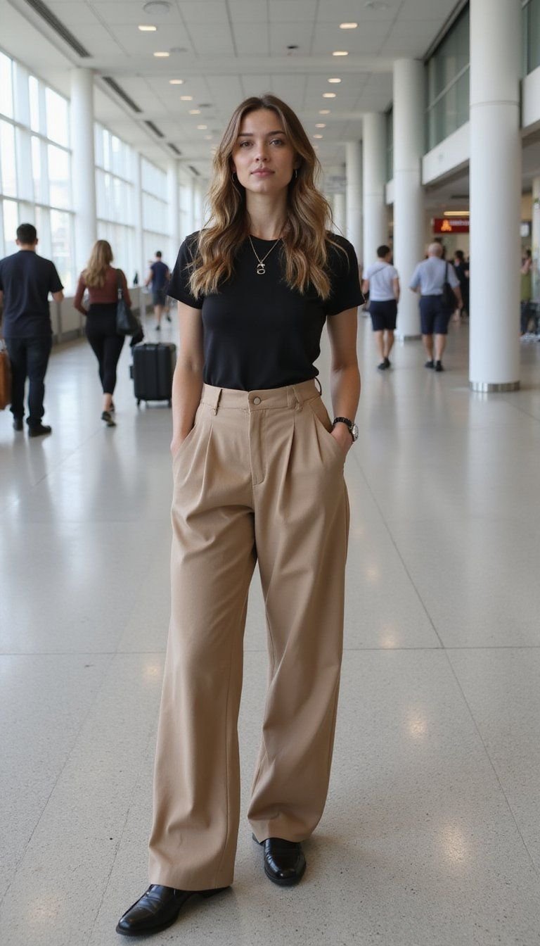Tailored Wide-Leg Trousers With Soft Tee