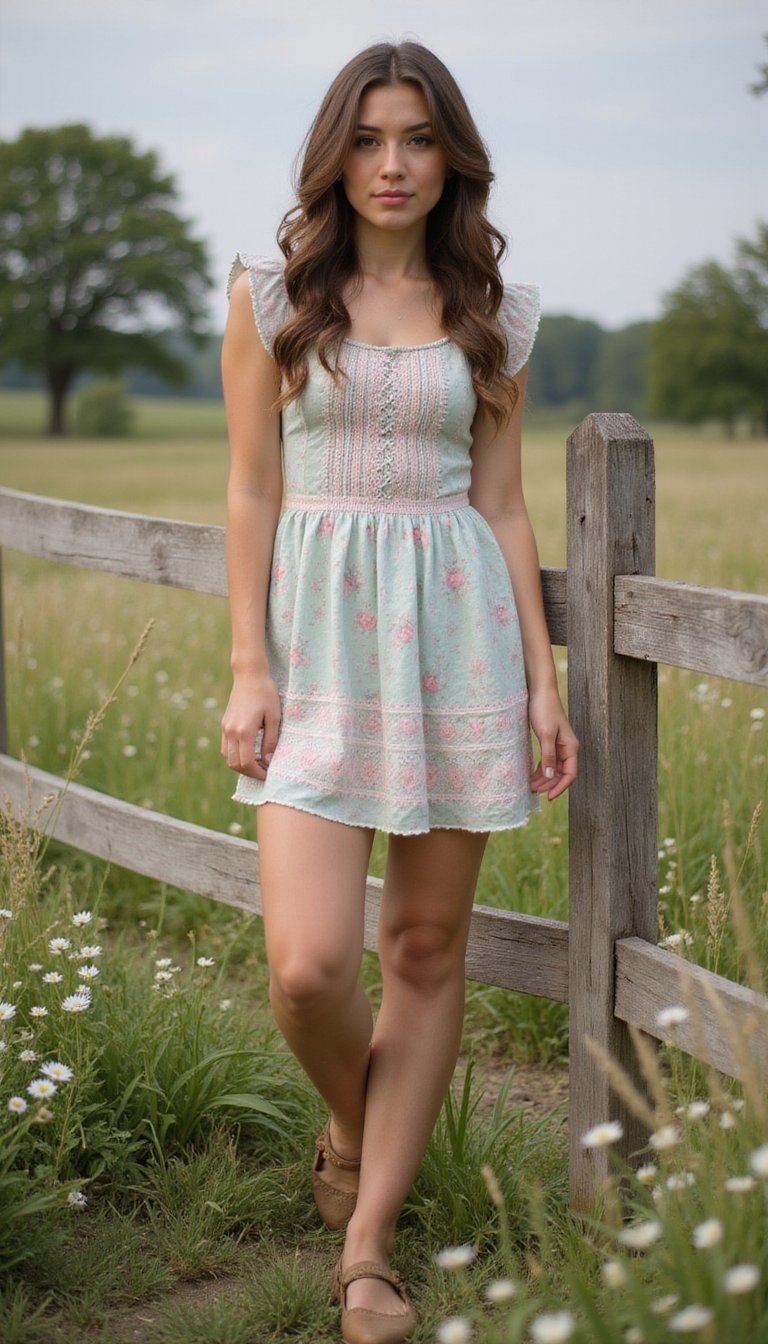 Smocked Bodice Mini Dress With Mary Janes