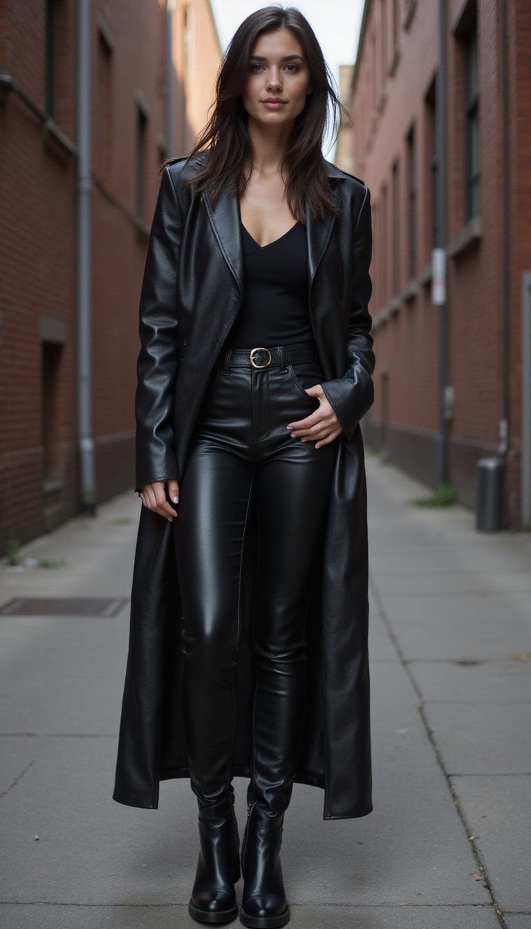 All Black Leather Look With Tonal Cowboy Boots