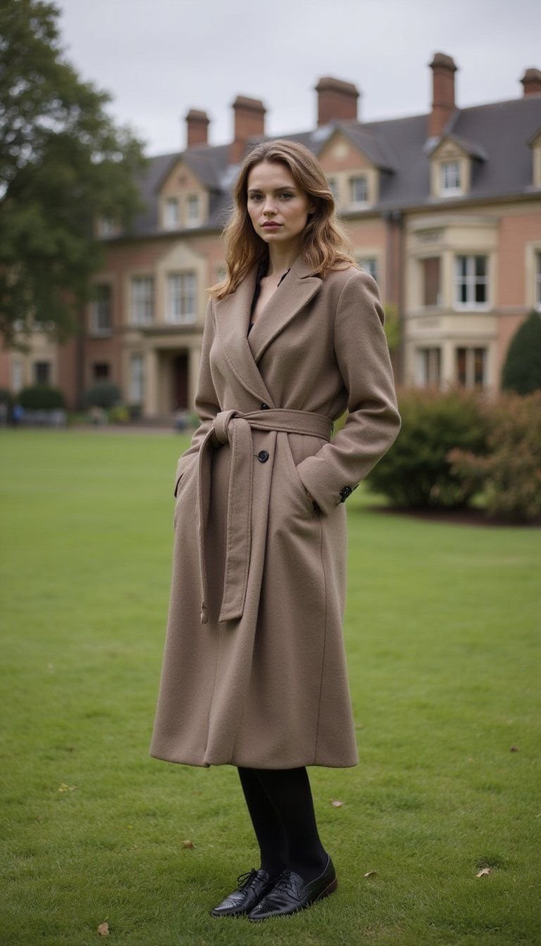 Academia Robe Inspired Coat With Brogues And Stockings