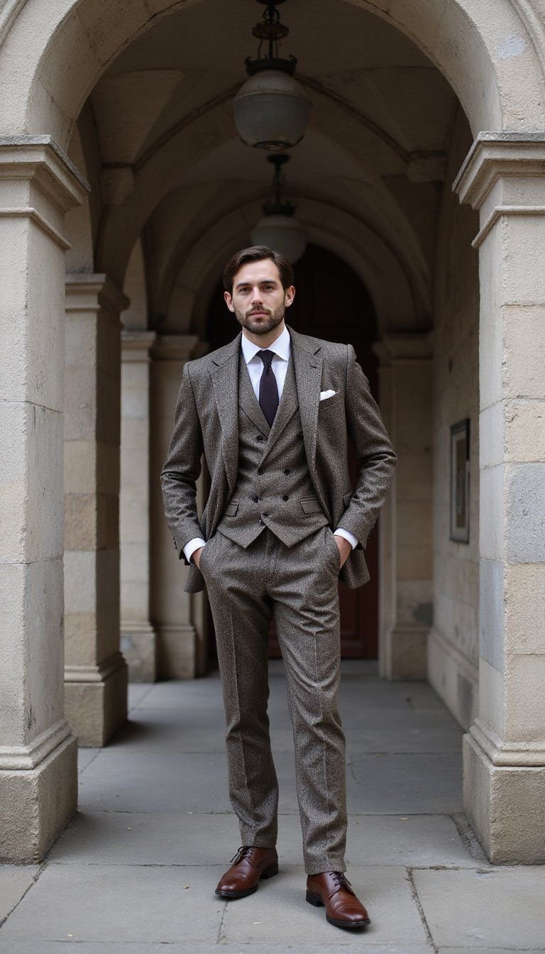 Vintage Inspired Three Piece Suit With Pocket Watch