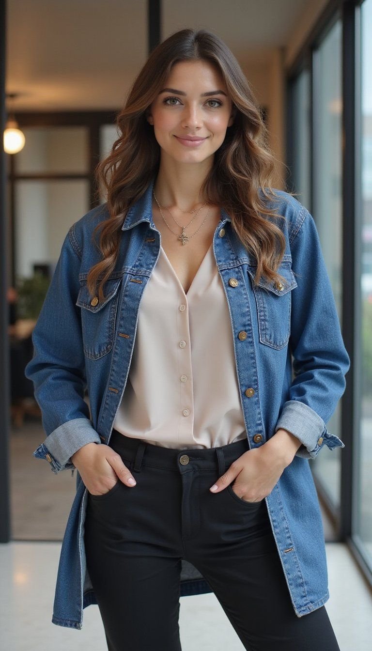 Smart-Casual Denim Jacket With Tailored Trousers