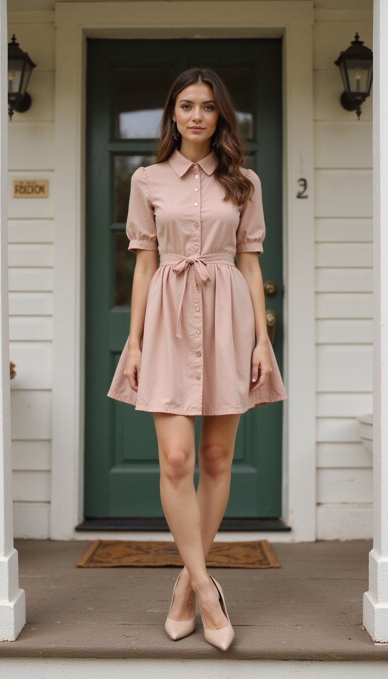 Vintage-Inspired Collar Dress And Kitten Heels