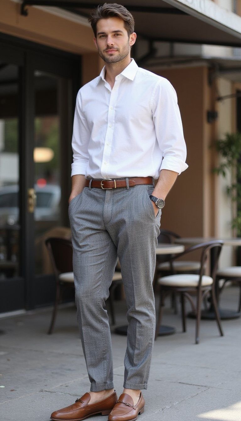 Smart-Fitting Linen Pants With Crisp Shirt