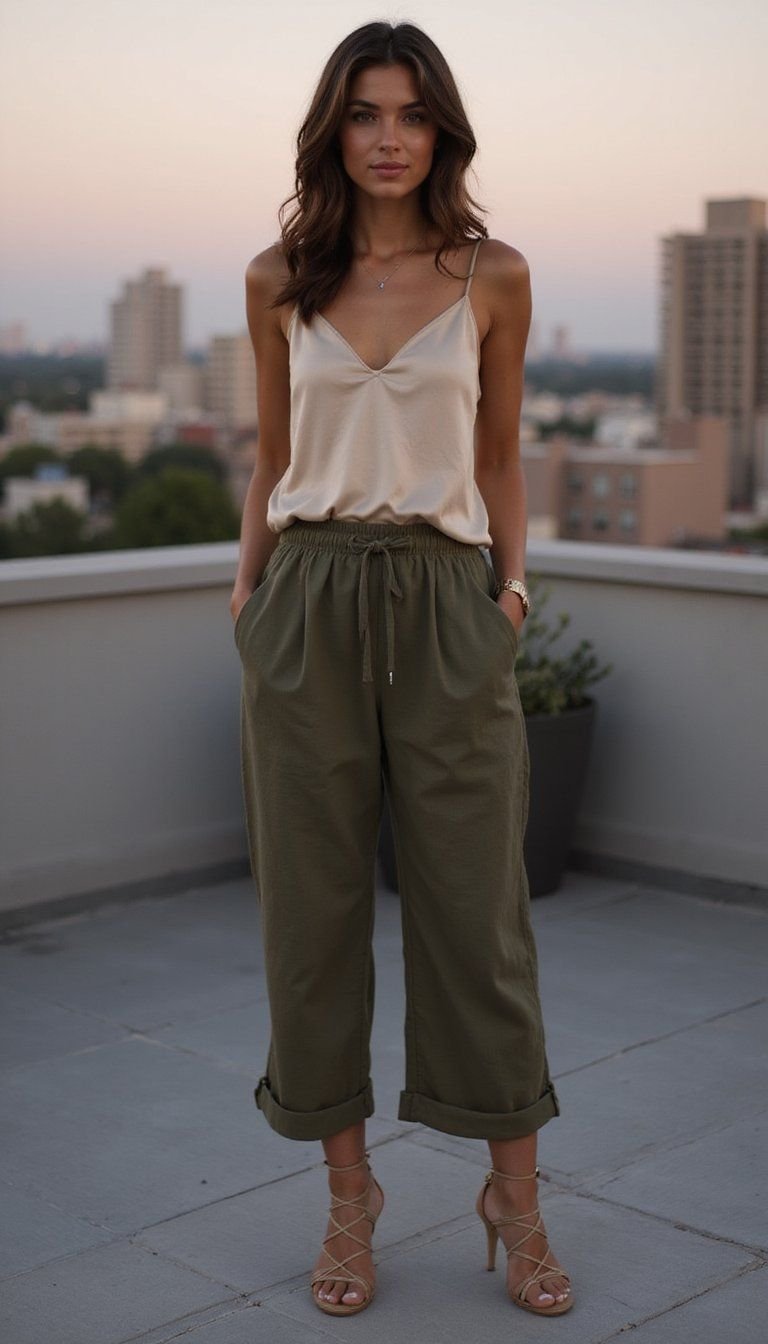 Summer Evening Linen Pants With Silk Cami