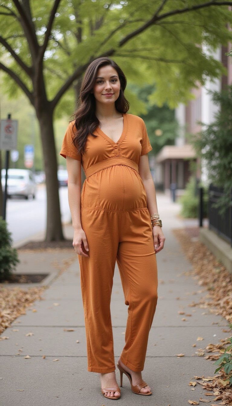 Lightweight Maternity Jumpsuit For On-the-Go Weekend
