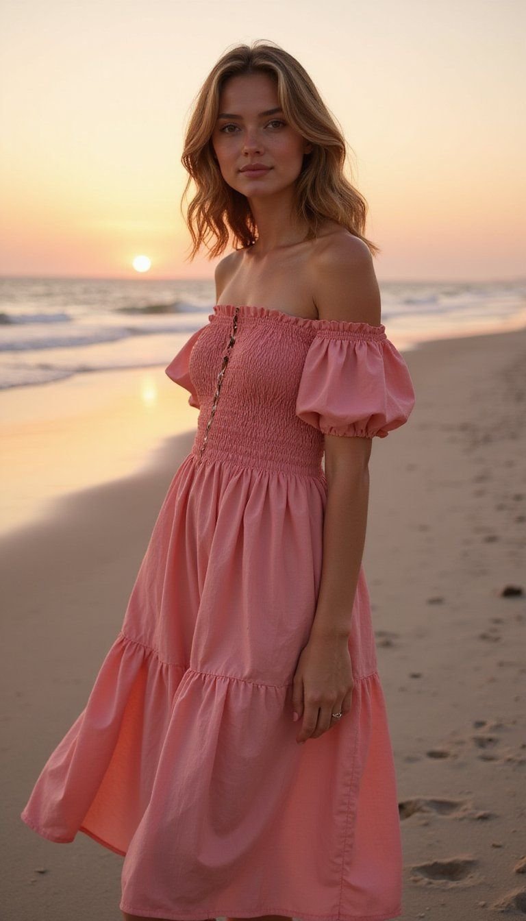 Off-Shoulder Smocked Midi For Sunny Dates