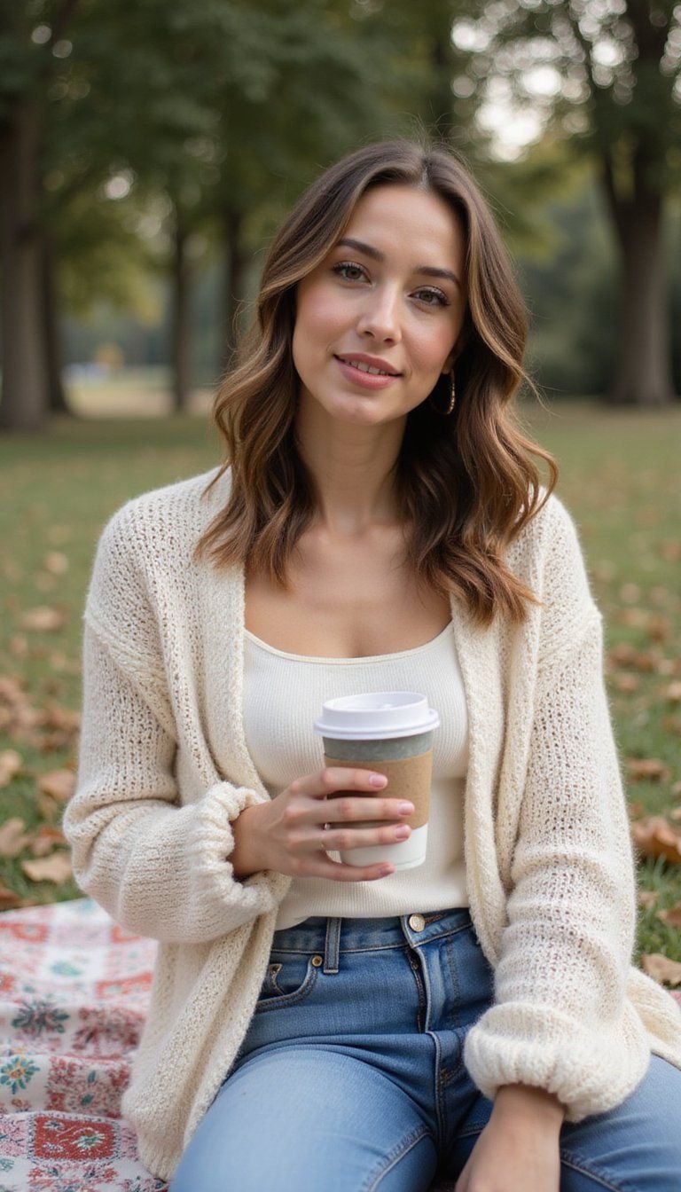 Crochet Cardigan With High Rise Jeans