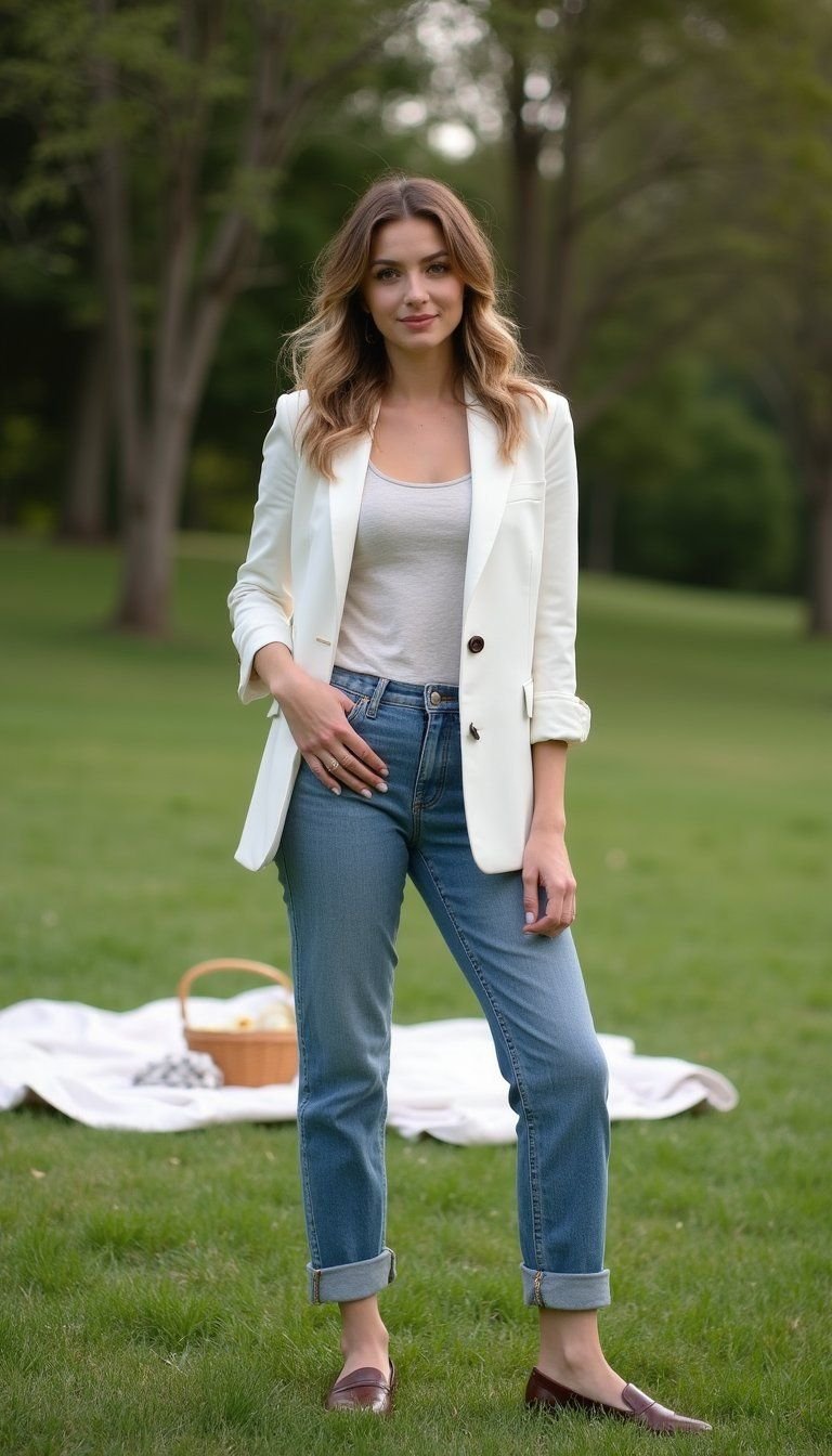 Lightweight Blazer With Cropped Jeans