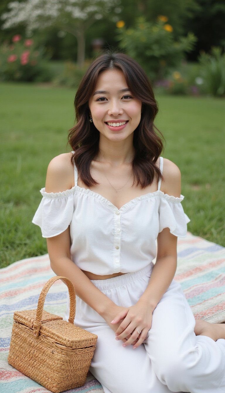 Off Shoulder Cotton Top And A Line Skirt