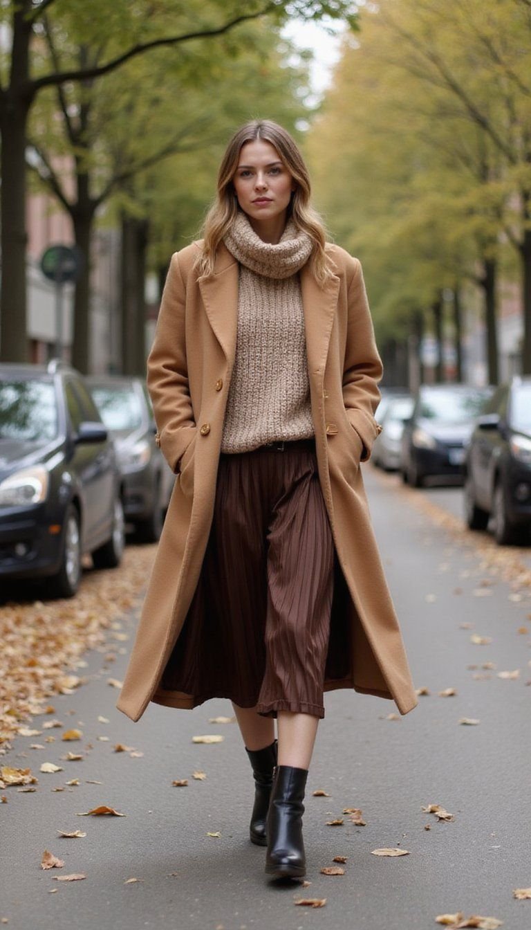 Cozy Chunky Sweater And Long Coat Look