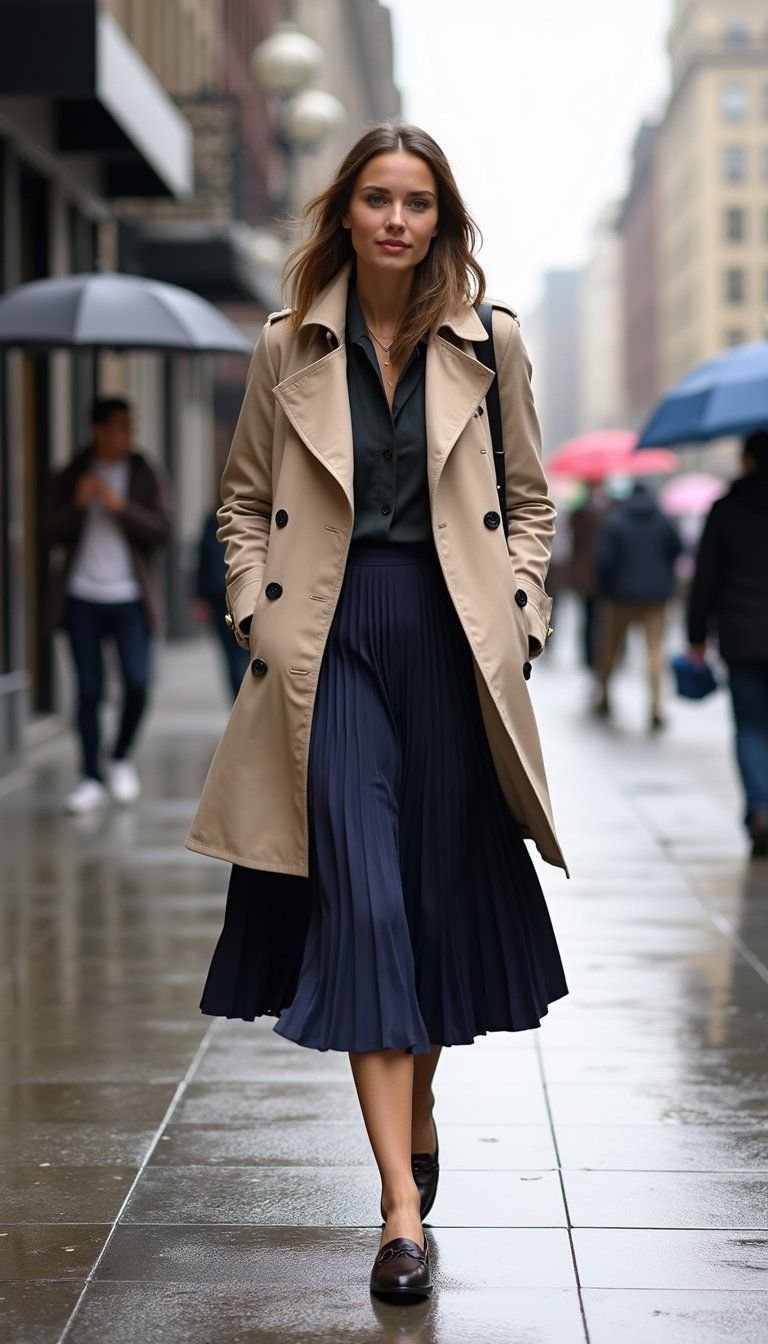Layered Trench Coat For Transitional Weather Days