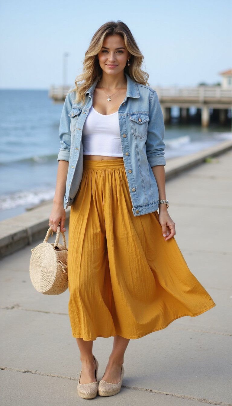 Lightweight Denim Jacket And Summer Pleat Style