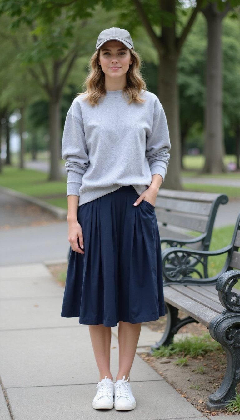 Sporty Chic With Sneakers And Baseball Cap